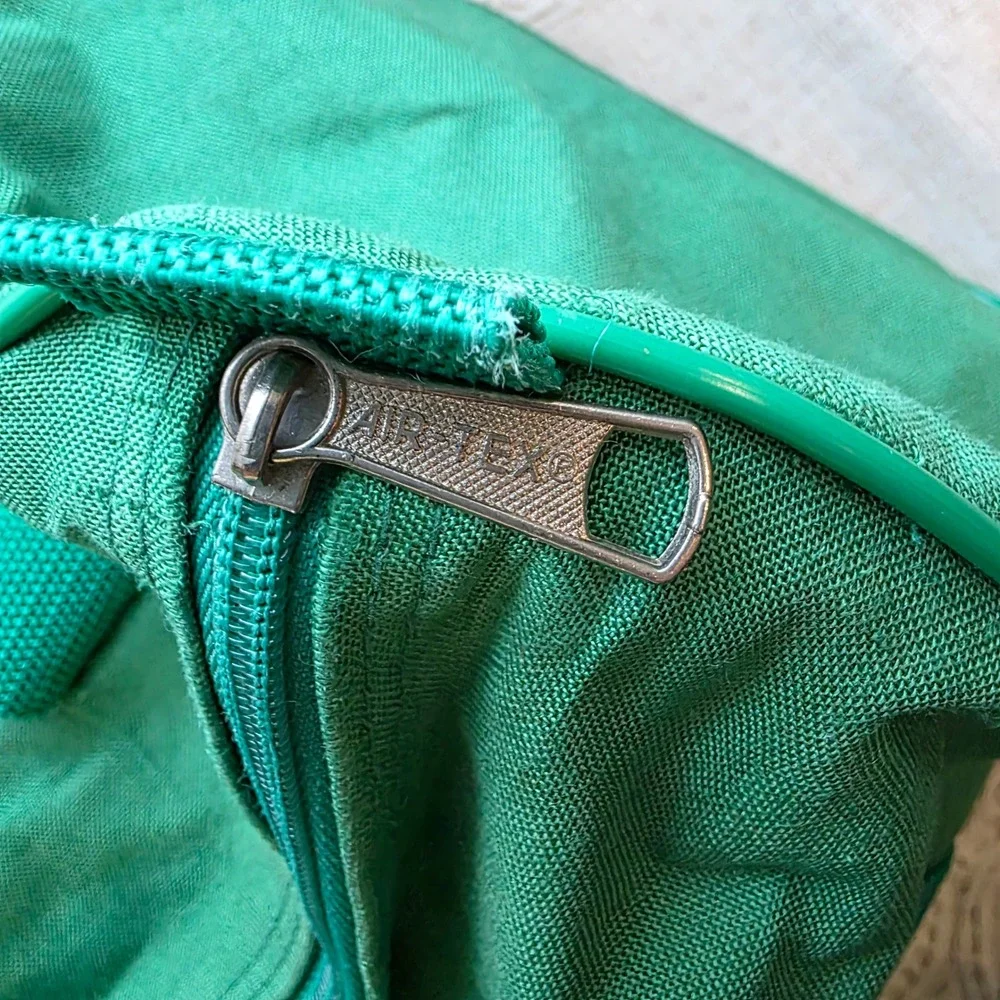 Vintage Canvas Duffle Gym Bag Libbey-Owens-Ford Ottawa Green Air-Tex